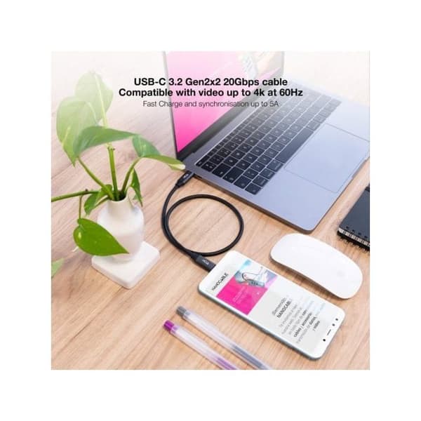 USB-kabel - Nanokabel - 3 m - USB 3.2 Gen2X2 - 20Gbps - 5A/100W USB-C