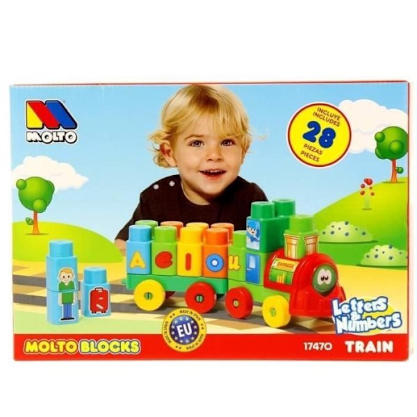 Byggset - Molto - 122014 - Blocktåg - 28 bitar - Flerfärgad Flerfärgad