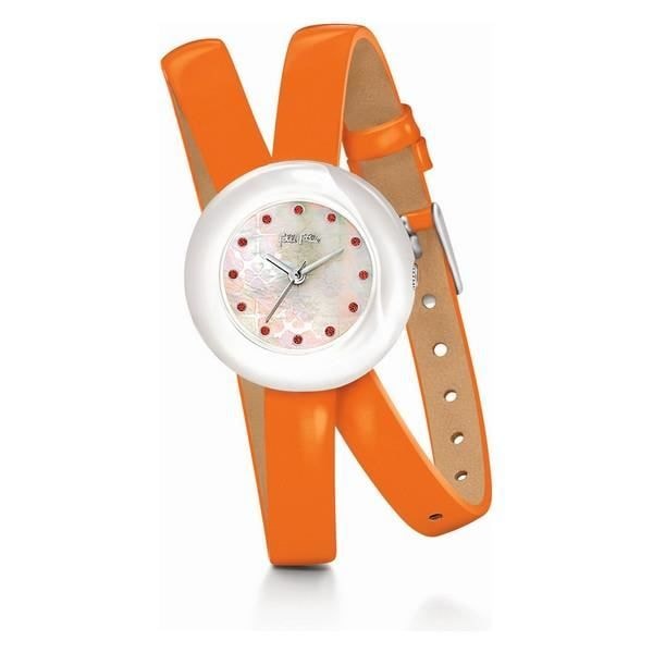 Kvinnoarmband - Folli Follie - WF13F030SSO - Ø 28 mm - Läder - Kvarts Orange, Vit