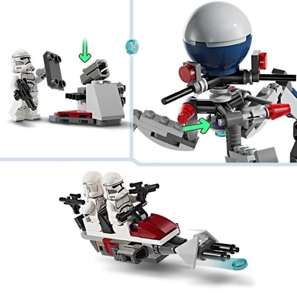 LEGO® 75372 Star Wars -kloonisotilaat ja taisteludroidit -taistelupaketti, lelu pikapyörällä ja minihahmolla Flerfärgad