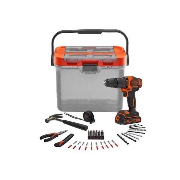Tee-se-itse-sarja - Black+Decker - 18 V pora - 10 mm istukka - 10+1 vääntömomenttiasentoa - 2 nopeutta - 40 Nm