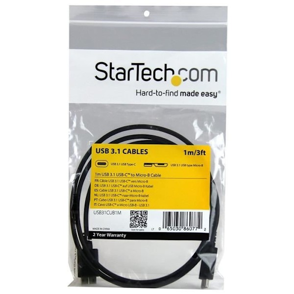 USB-C til Micro-B kabel - STARTECH - 1 m - Dobbelt skærmet - USB 3.1