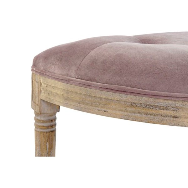 Polyesteri-, sametti- ja kumipuupenkki DKD Home Decor rosa/naturligt
