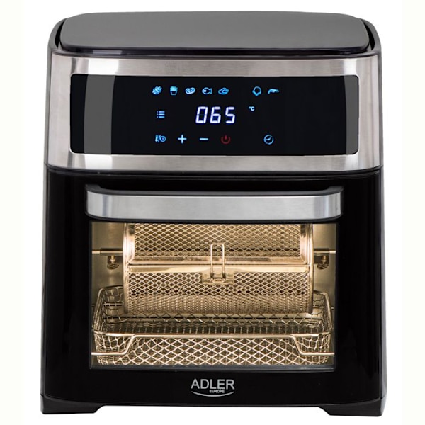 Fire Friteuse med Varmluft 13 L uden Olie, 8 Programmer, Temperatur 40-200 °C Adler AD6309 2500W 03168 Sort, Sølv