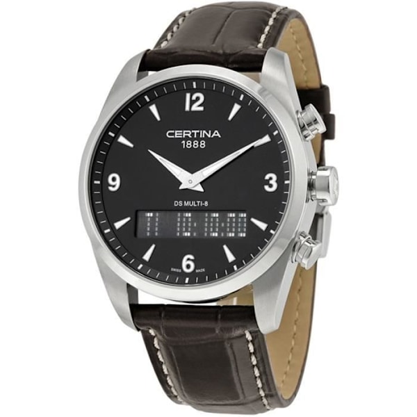 Klocka - Certina - DS Multi-8 - Svart läder - 42mm - Quartz - Herr Svart
