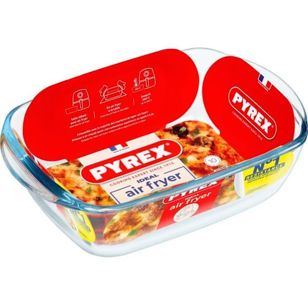 Plat air fryer - PYREX - 1450143 - rektangulær - i borosilikatglas - 23 x 15 cm TRANSPARENT
