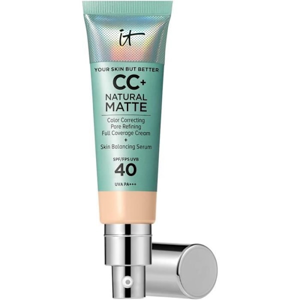IT Cosmetics CC Crème Natural Matte SPF 40, Korkea Peittävyys ja Öljynhallinta, Sekaihoista Rasvaiselle Iholle