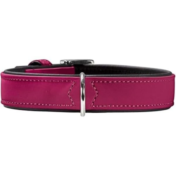 Hundehalsbånd - HUNTER - Softie - 32-40 cm - Hindbær/Sort - Holdbart kunstlæder Hindbær/sort