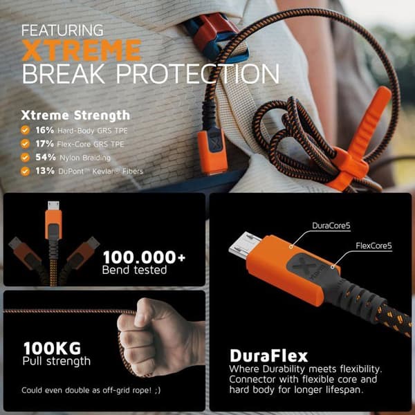 USB-kabel til Micro-USB - Xtorm - 1,5 meter - Orange - Holdbart design - Hurtig dataoverførsel