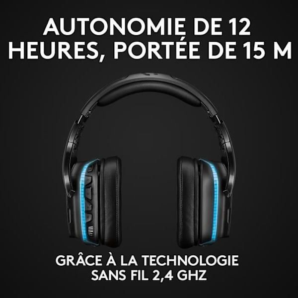 Trådløst Gaming Headset - LOGITECH G - G935 LIGHTSYNC - 7.1 Surround Sound - Vippemikrofon - Til PC/MAC/PS4/NINTENDO Switch - Sort