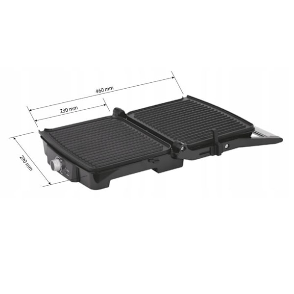 Grill, Kontaktgrill, Højderegulerbar, 180° Åbning, Non-stick Plader MPM MGR-09M 2000W Sort/Sølv 00149