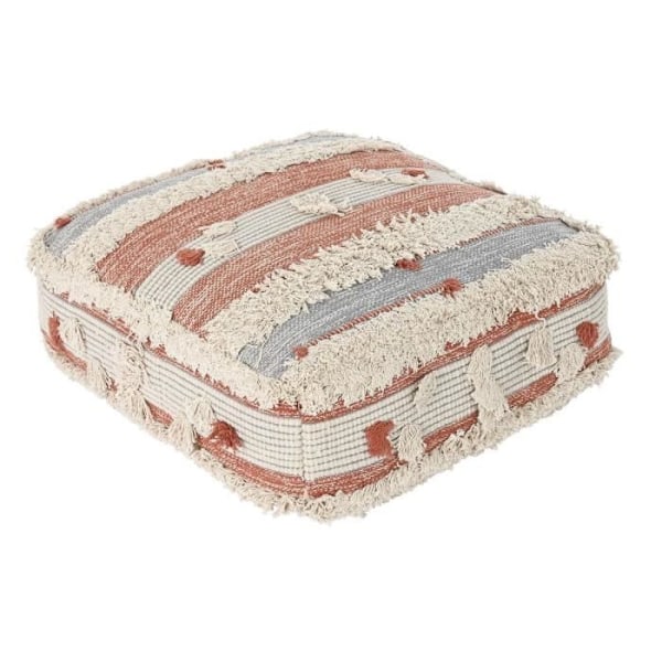 oranssinvalkoinen raidallinen puffi 60 x 60 x 25 cm boho