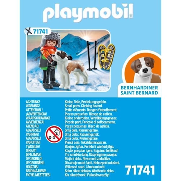 PLAYMOBIL 71741 Poika lumikengillä ja Saint Bernard -koira, My Life, 8 osaa, Sopii yli 4-vuotiaille Flerfärgad