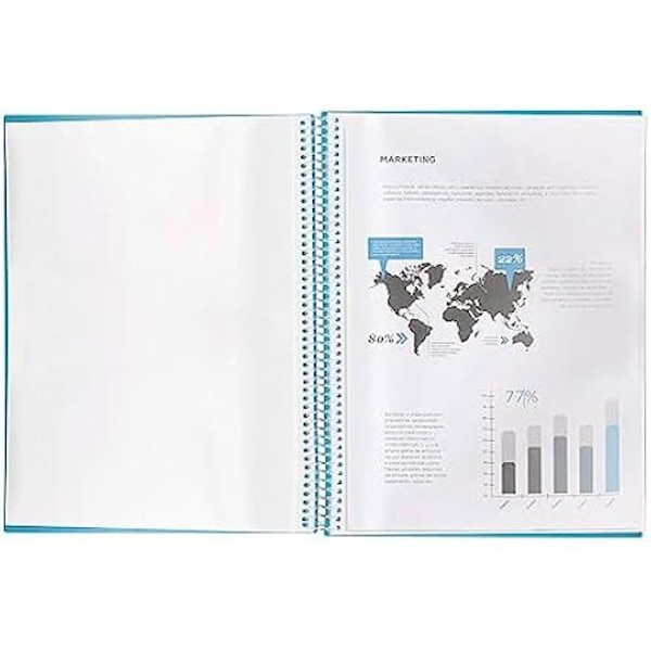 Klassur - LIDERPAPEL - Spiralutställning - 20 plastfickor - Polypropen - A4 - Blå blå