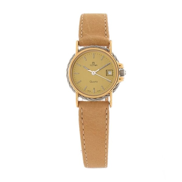 Kvinnotime - Tetra - 114-C - Läder - Quartz - 27MM brun/guld
