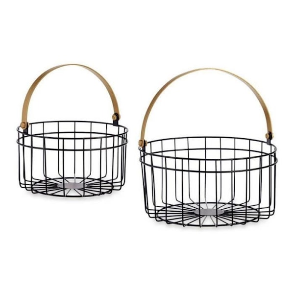 pyöreä mustakultainen metallikori (2 kpl)