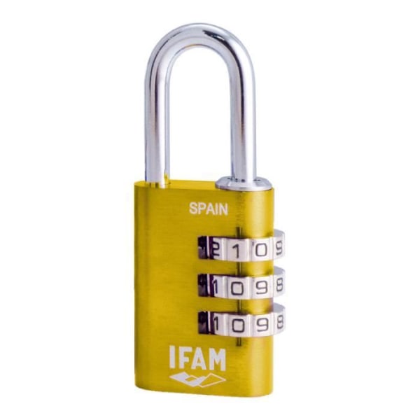 Kombinationslås - IFAM - COMBI30 - Aluminium - Förkromad stål - Gul Gul