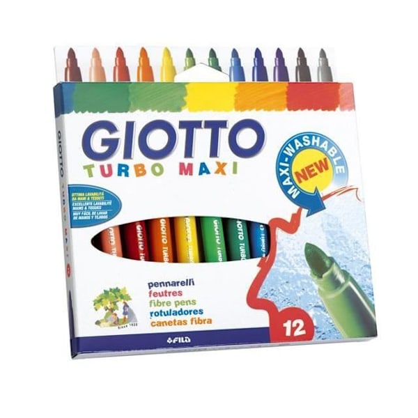 Feutre - GIOTTO - Turbo Maxi - 12 kappaletta - Väri vaaleanpunainen - Kärki 0,5 mm Rosa