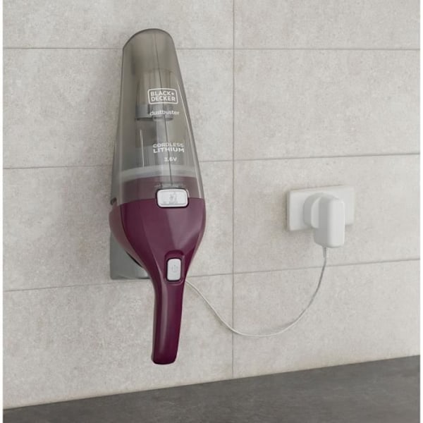 Håndholdt trådløs støvsuger - BLACK & DECKER - NVC115W-QW - 8 AW - 3,6 V 1,5 Ah - Bordeaux Bordeaux