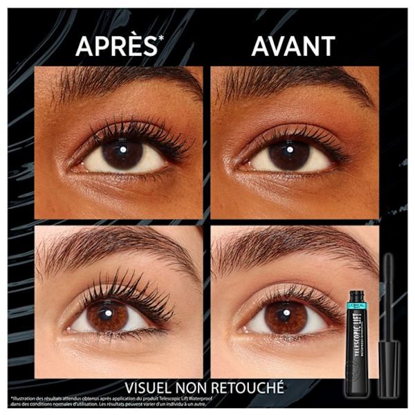 Mascara - L'OREAL PARIS - Telescopic Lift - Vandafvisende - Sort - 9,9 ml Sort