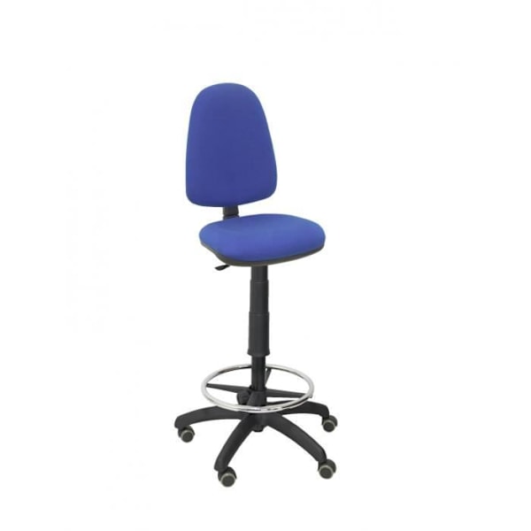 Ergonomisk skammel med permanent kontaktmekanisme og højdejusterbar, fodstøttering og hjul i blå parket