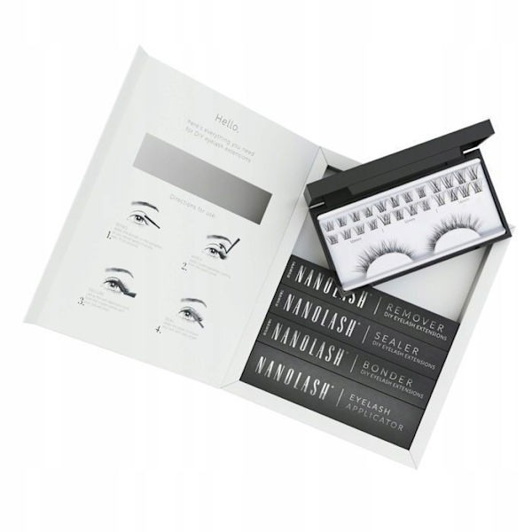 Starter-kit ripsienpidennysten - Nanolash - CLASSY - Kotikäyttöön - Musta - Keinoripset