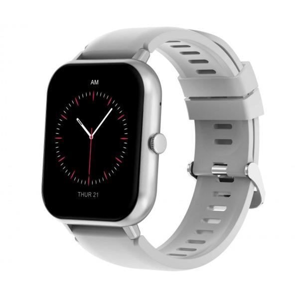 DCU Curved Glass PRO Square Sphere Smartwatch i grå farve med 1,83" touchskærm, Bluetooth-forbindelse