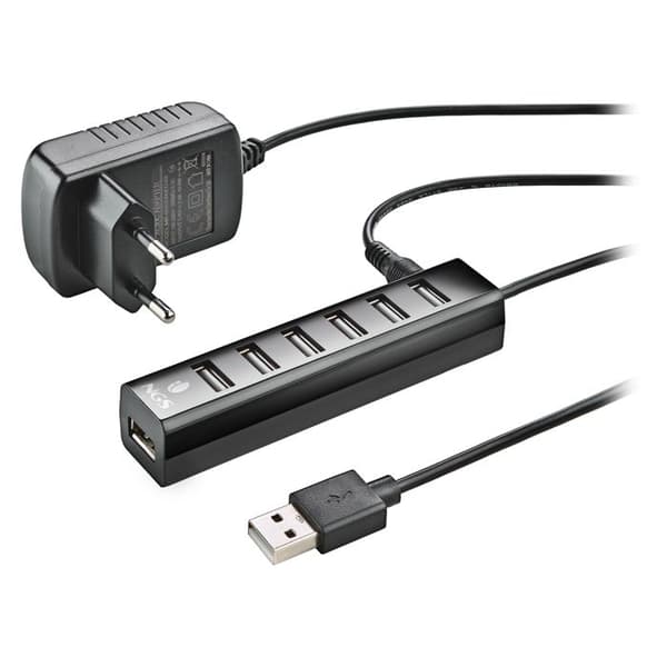 USB 2.0 Hub - NGS - IHUB7 TINY - 7 porte - Strømadapter 5V-1A - Plug and Play