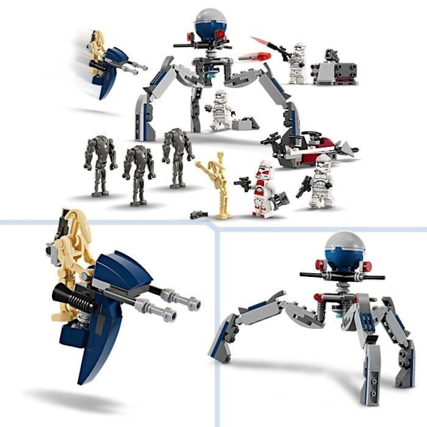 LEGO® 75372 Star Wars -kloonisotilaat ja taisteludroidit -taistelupaketti, lelu pikapyörällä ja minihahmolla Flerfärgad