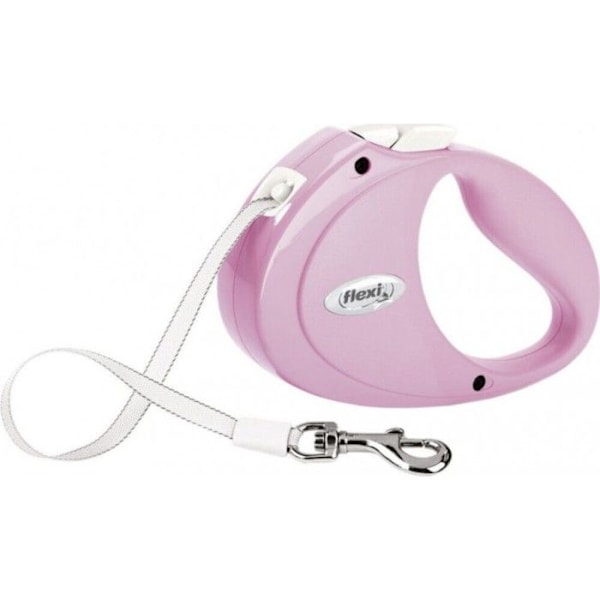 Infällbart koppel - FLEXI - VALP - Storlek XS - Rosa färg - Längd 2 m rosa
