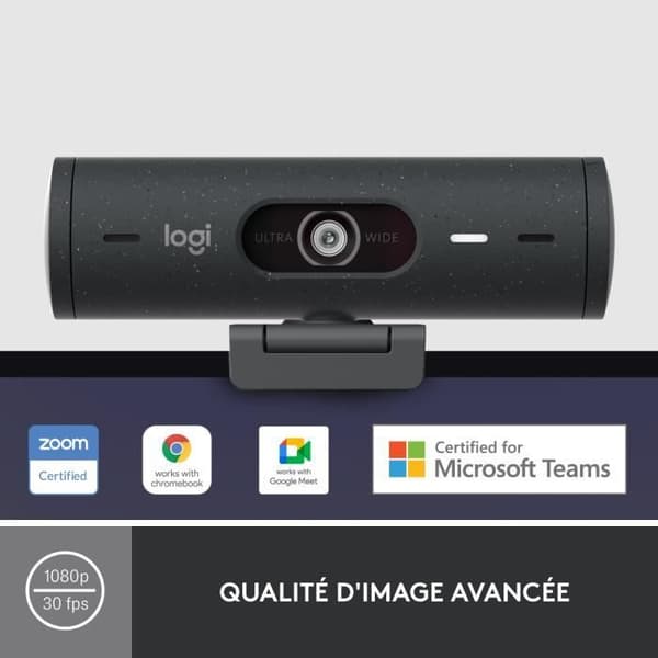 Webcam - Full HD 1080p - Logitech - Brio 500 - Indbygget mikrofon - Grafit