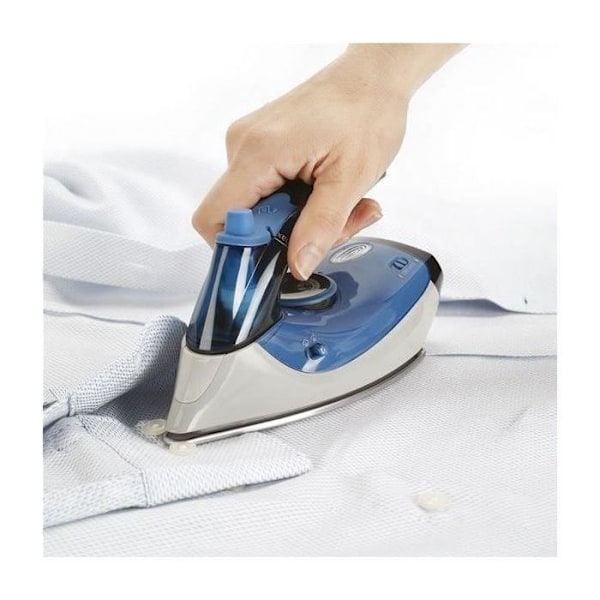 Rejsestrygejern - BLACK & DECKER - BXIR1000E - 100W - 120V og 240V - 50g/mn - Inox sål Blå og hvid