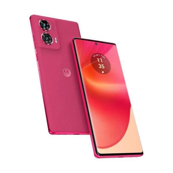 Motorola moto edge 50 FUSION-smartphone i hot pink med 6,7" POLED-skærm 144 Hz Full HD+, 1080 x 2400 pixels, 12 GB DDR4 + RAM Lyserød