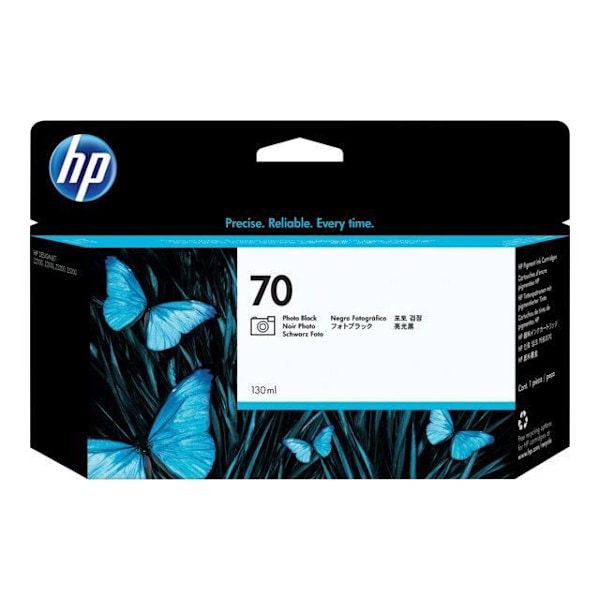 HP 70 blækpatron - Sort - Kapacitet 130 ml - Inkjet