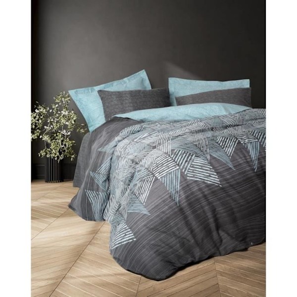 Sängkläder - 1 påslakan 220 x 240 cm + 2 örngott 60 x 60 cm - 100% renforcerad bomull - Antracit Kolgrå
