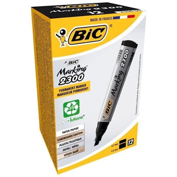BIC® - BIC® Marking® 2300 x 12 markeræske - Sort blæk Svart