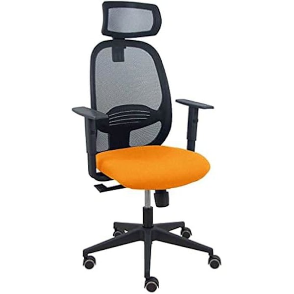 Mustat verkkokankaiset pyöreät tuolit, Bali-istuin, säädettävät käsivarret, säädettävä pääty oranssi. Orange