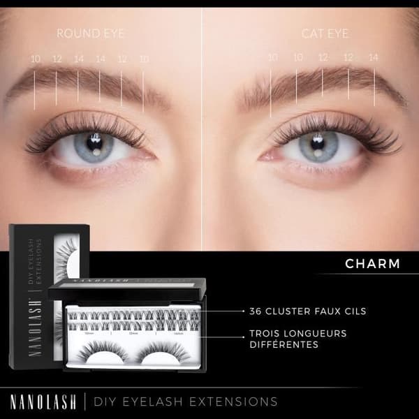 Faux vipper - Nanolash - CHARM - 36 klumper - Sort - DIY vipper extensions Sort