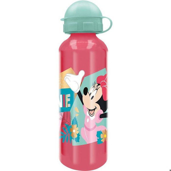 Disney Minnie Mouse 530 Ml Aluminium Rose Drikkeflaske til Piger med Hældetud og Sikkerhedskork