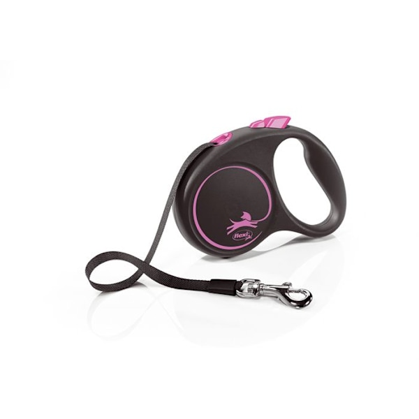 Koiran kela - FLEXI - Musta/Ruusu - Mukava jarrutusjärjestelmä ja kestävä solki Sort/Pink
