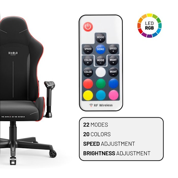Gaming Stol - Diablo - X-ST4RTER - Ergonomisk - Tæktbelægning - Justerbare 2D-armlænet Svart