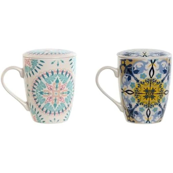 Kop med filter til infusioner - HOME ESPRIT - Sæt med 2 - Flerfarvet - 340 ml - Moderne design Flerfärgad