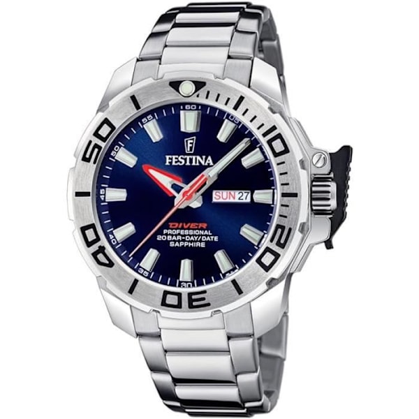 Ur - FESTINA - The Originals Diver F20665/1 - Quartz - Rustfrit stål - 46 mm Blå, Silver