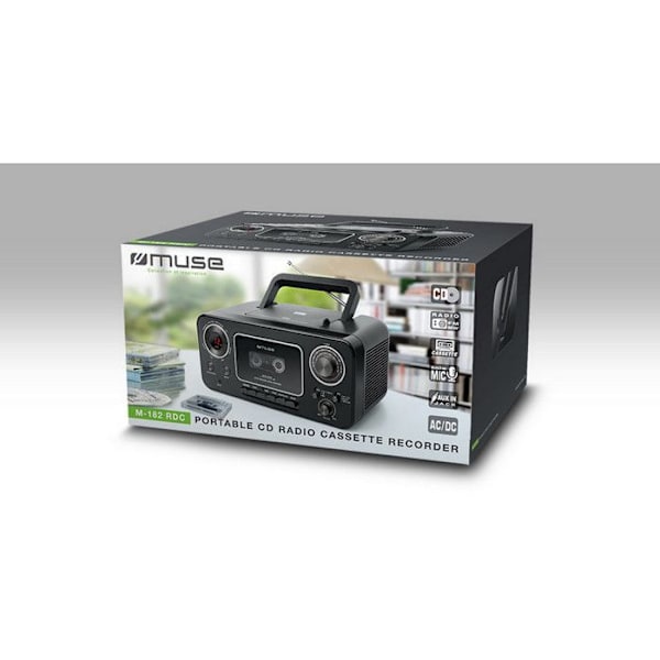 Boombox - MUSE - Radio CD K7 M 182 RDC - CD-soitin, Radio, Kasettinauhuri - Integroitu mikrofoni Svart