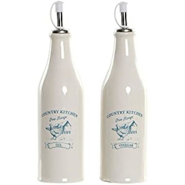 Cruet - DKD HEMINNREDNING - Set om 2 - Vit och grön - 6,1 x 6,1 x 23 cm - Perfekt för köket Vit Grön
