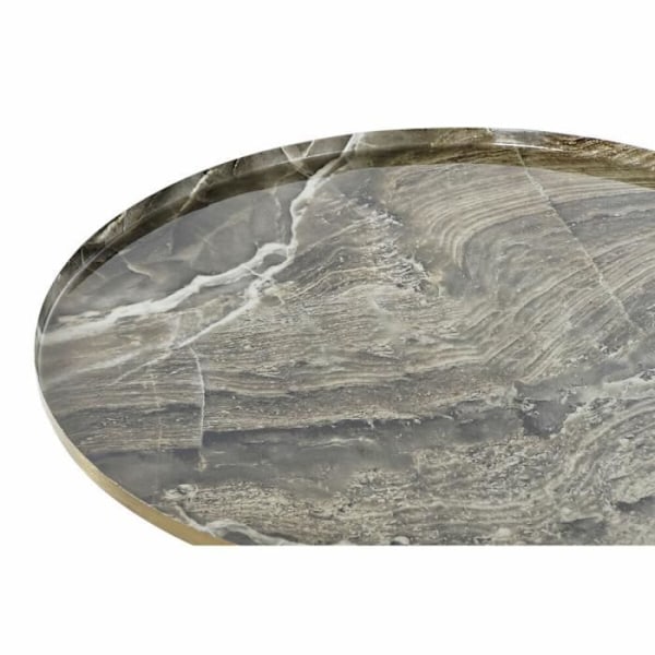 Sidebord i aluminium og brun marmor (51 x 51 x 51 cm) - Hvid