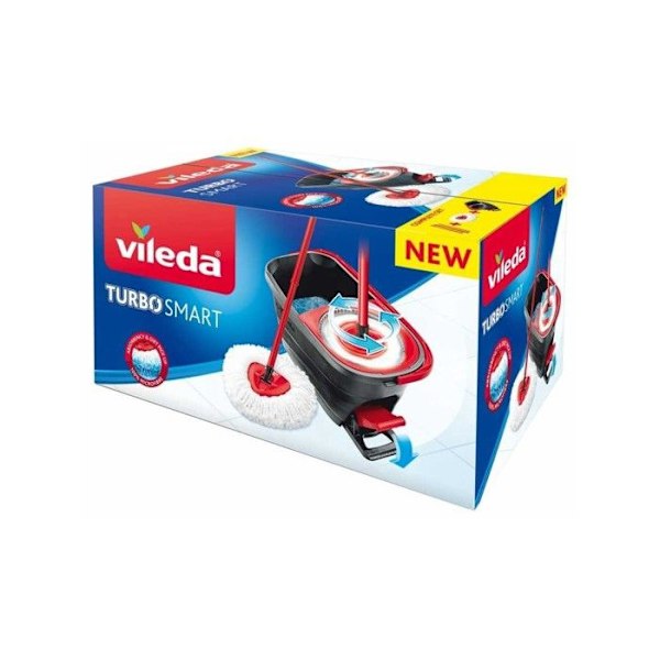 VILEDA Turbo Smart System tvättsats. Mopp + hink. Centrifugalspinnsystem. Grå