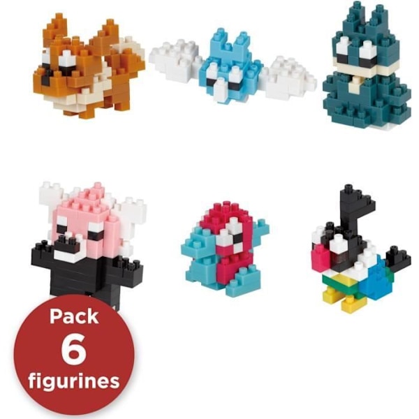 6 hahmon tiilipakkaus - BANDAI - NANOBLOCK - Pokémon Normal-tyyppipaketti