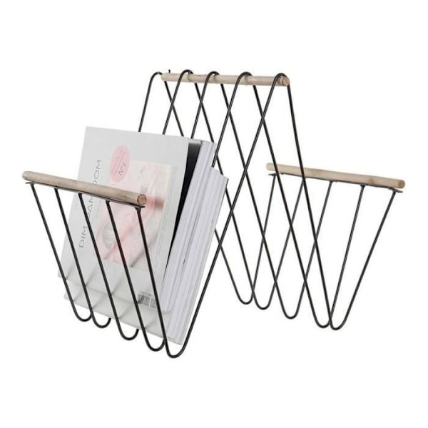 tidningsställ 8424001814008 41 x 31 x 36 cm svart järn trä mdf