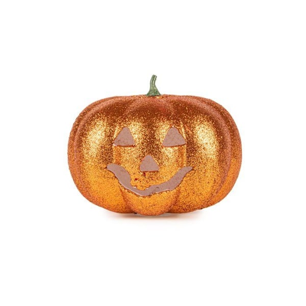 Glitrende lysende Halloween græskar 17 cm - Orange Orange